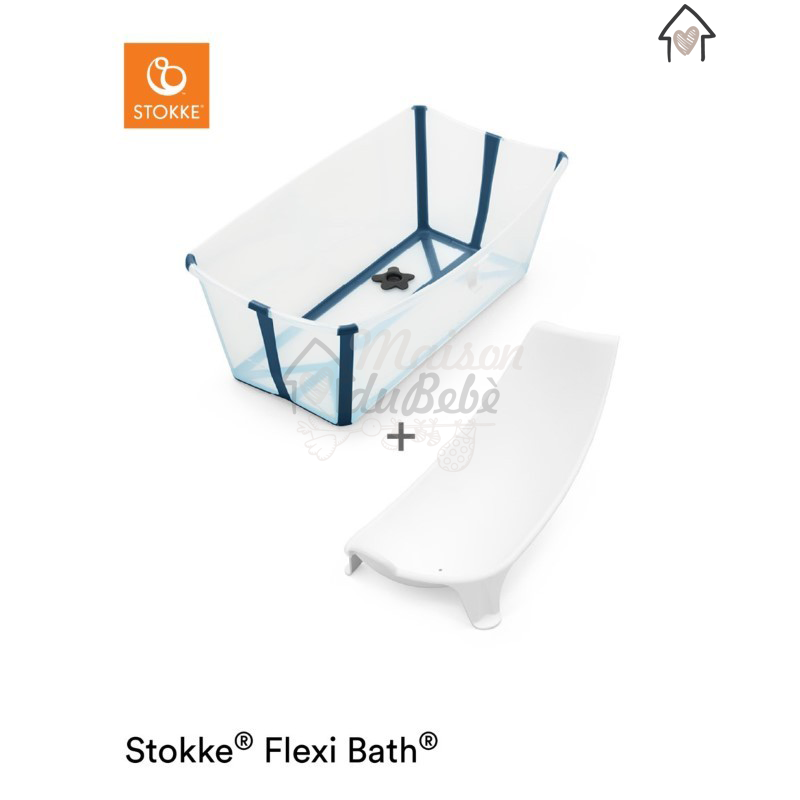 Stokke Flexi Bath Transparent Blue + Supporto per Neonato