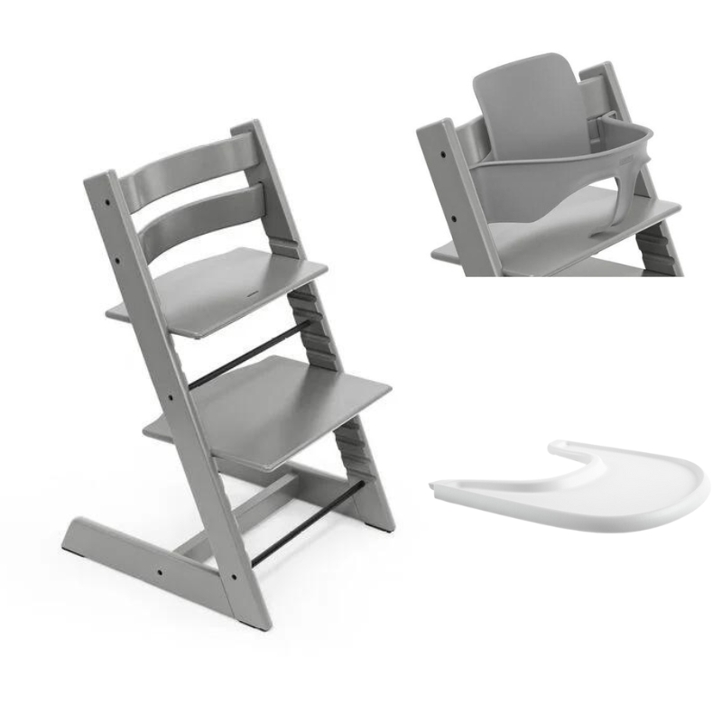 Stokke Promo Tripp Trapp Storm Grey con Baby Set e vassoio