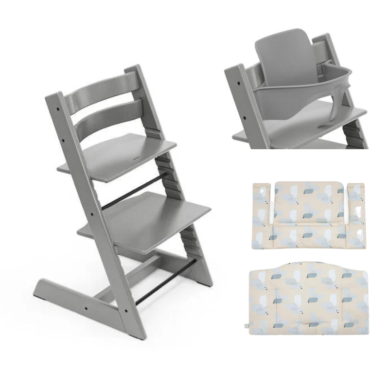 Stokke Promo Tripp Trapp Storm Grey con Babyset e cuscino