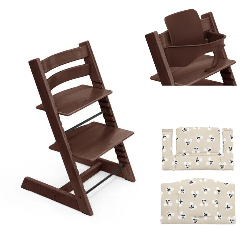 Stokke Promo Tripp Trapp Walnut Brown con Babyset omaggio e cuscino