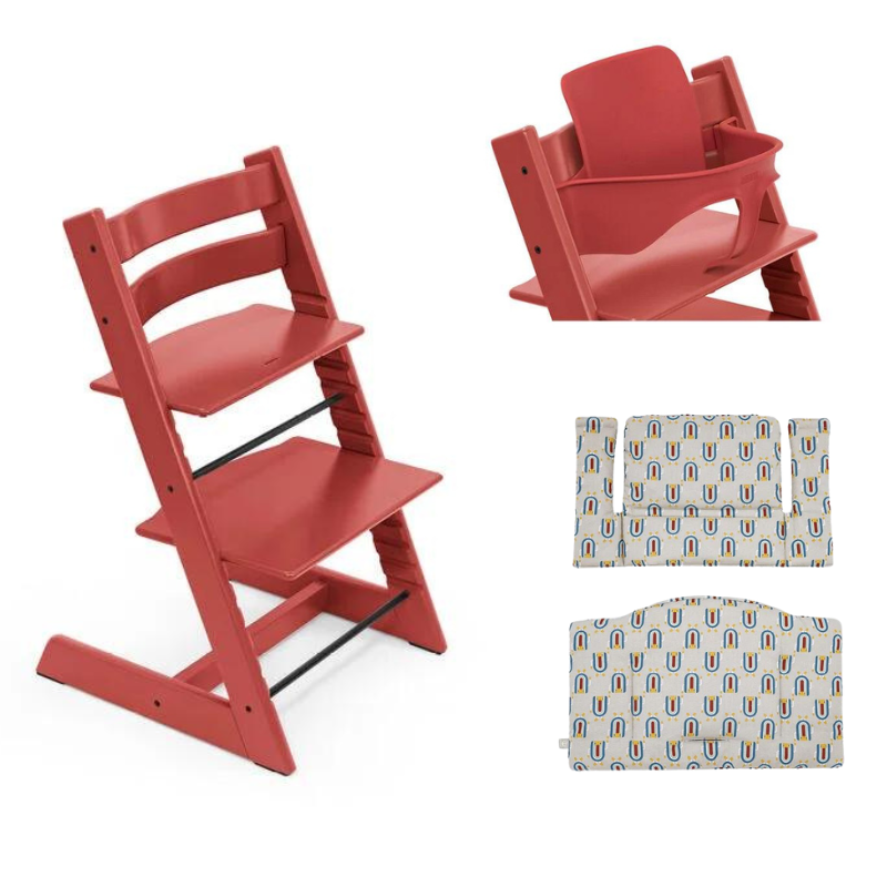 Stokke Promo Tripp Trapp Warm Red con Babyset e cuscino